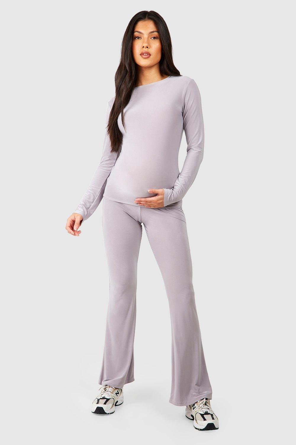 Womens Maternity Soft Touch Yoga Pant Loungewear Set - Grey - 16, Grey